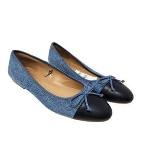 Express Blue Cap Toe Slip On Denim Round Toe Ballet Flats Comfort Sandal Size 10